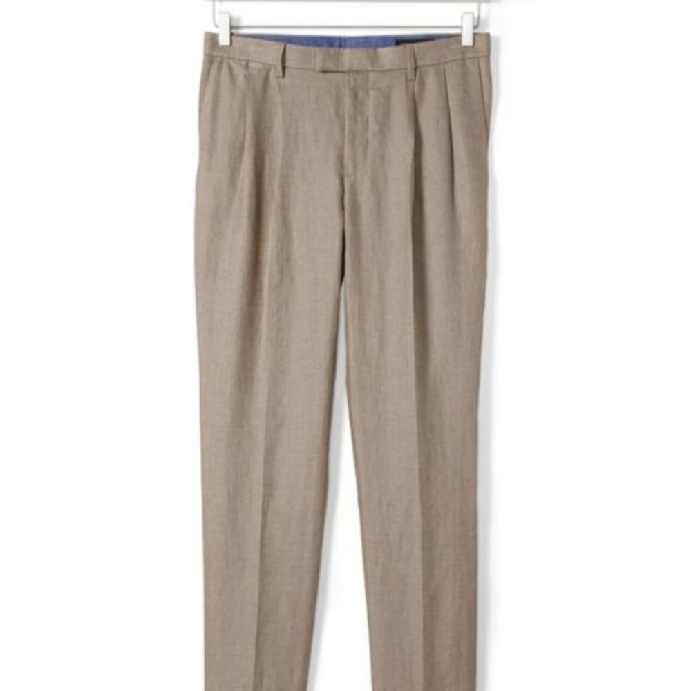 Banana Republic Slim Pleated Linen Trousers 34/36 Beige - Picture 6 of 6